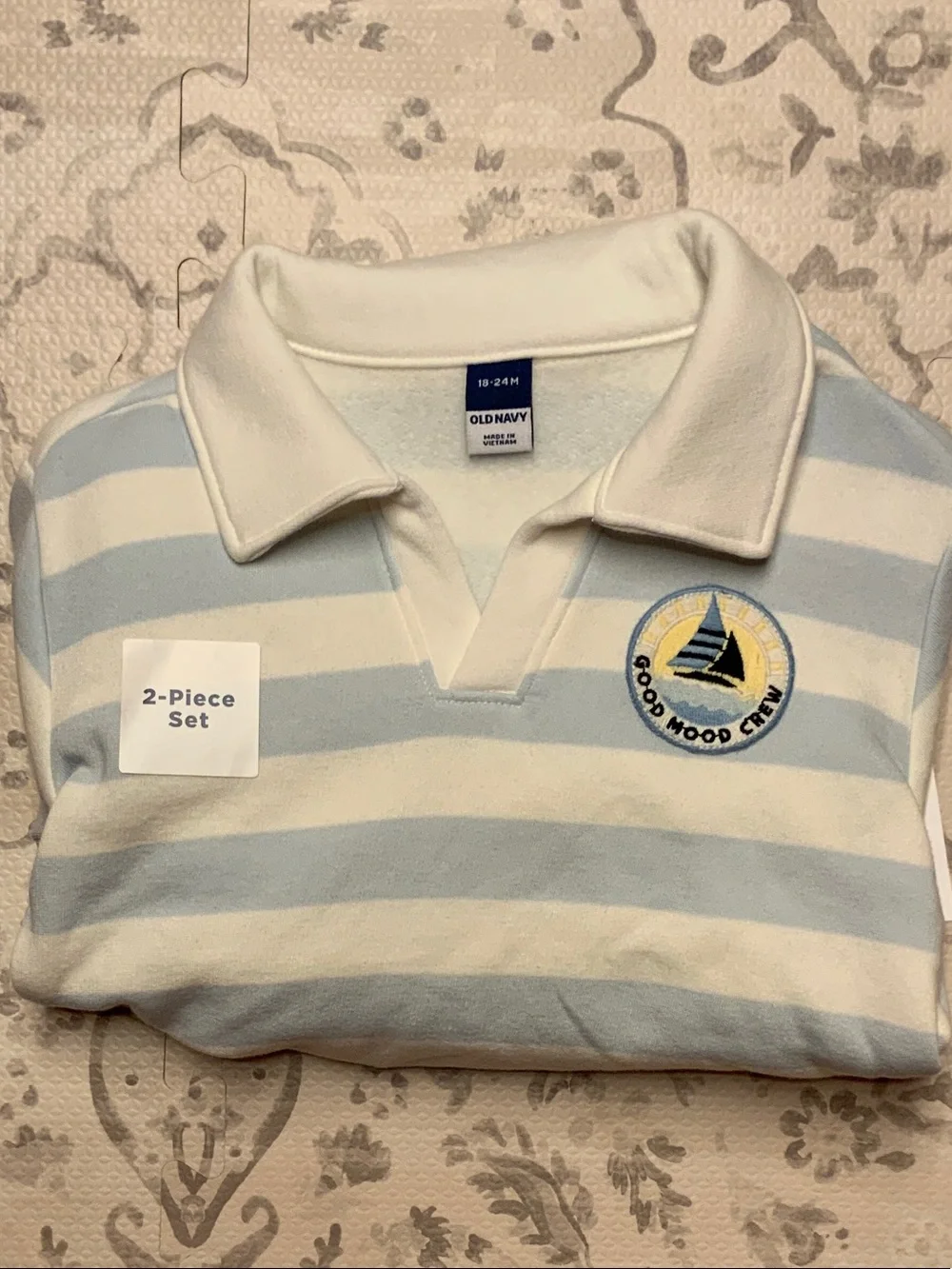 Old Navy Baby Blue and White Striped 2-Piece Matching Set
